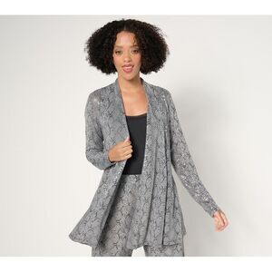 Susan Graver Women's Top Sweater Sz L Occasions Reg Metallic Knit Gray A667486